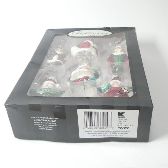 Celebrations by Radko - Set of 6 Blown Glass Christmas Ornaments Santa Claus - Picture 3 of 8